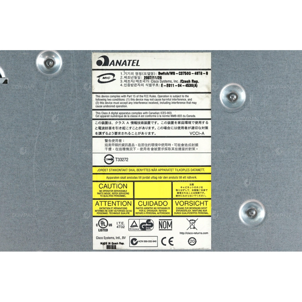 Cisco WS-C3750G-48TS-S 48x RJ-45 1Gb 4x SFP 1Gb Ethernet Switch